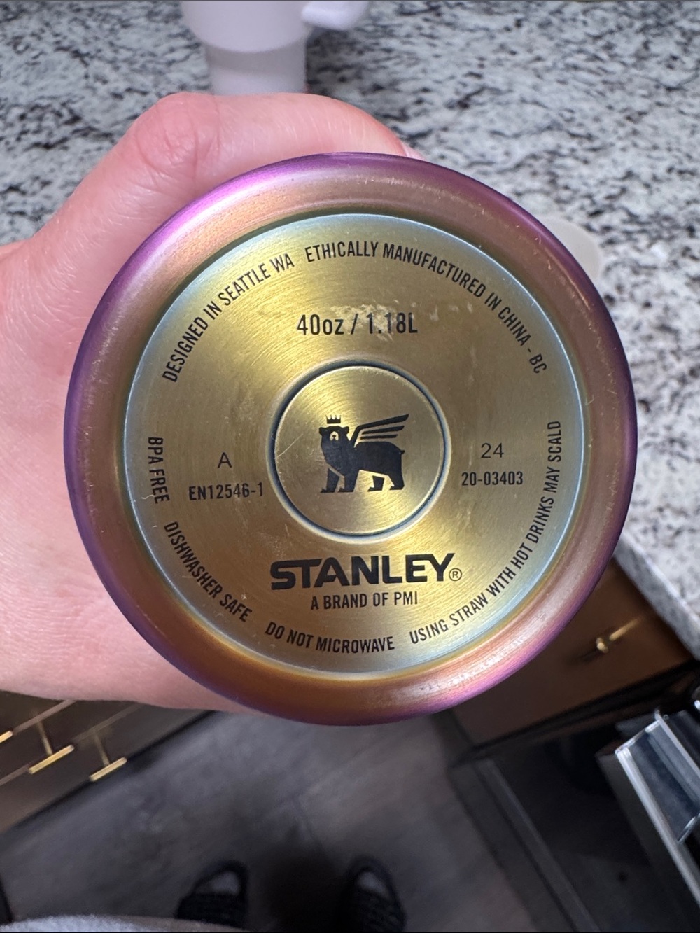 Stanley + Starbucks Iridescent Gold water bottle and bottom cover - Picture 8 of 8